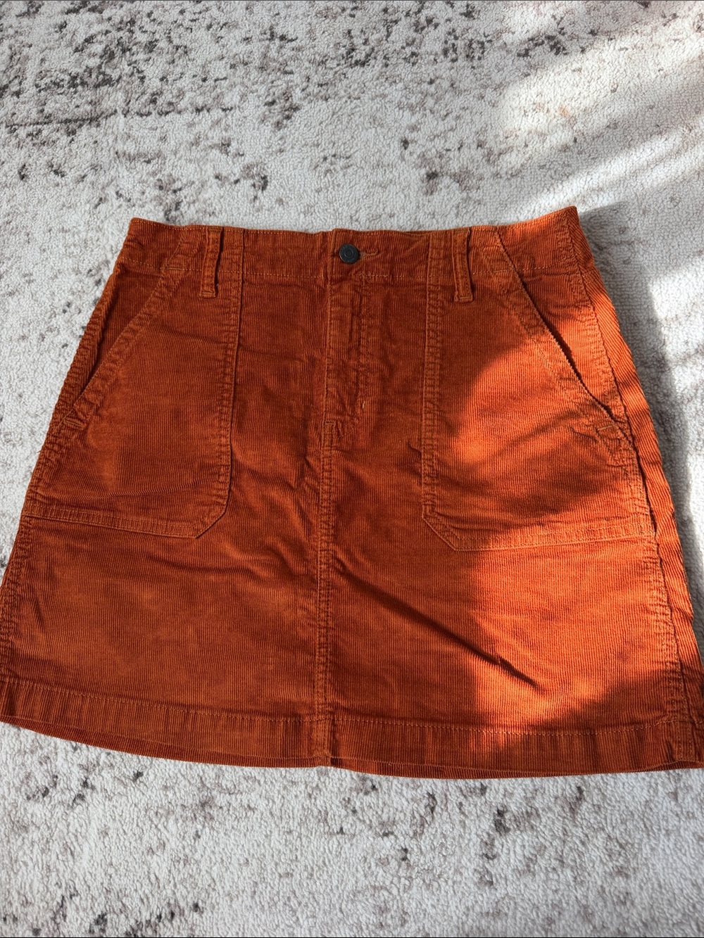 Old Navy High Waist Corduroy Mini Skirt in Rust Orange - Size 8